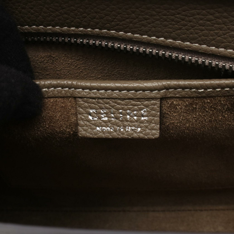 CELINE Luggage Nano Shopper 2Way 單肩手提包 皮革 灰色 二手 女士-3