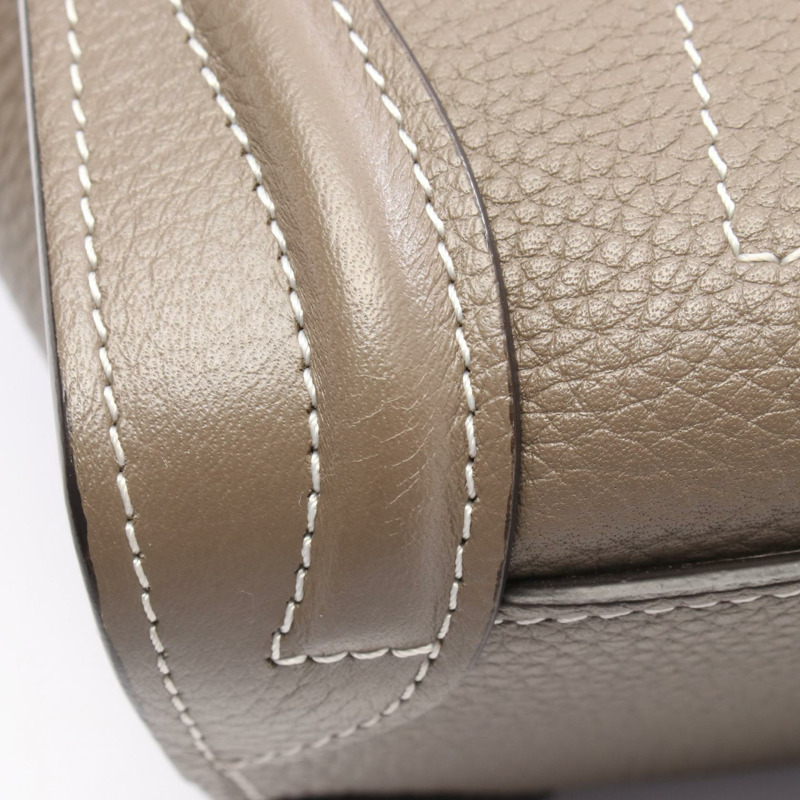 CELINE Luggage Nano Shopper 2Way 單肩手提包 皮革 灰色 二手 女士-6