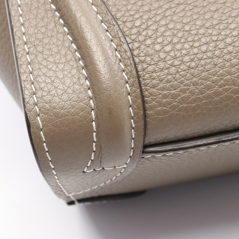 CELINE Luggage Nano Shopper 2Way 單肩手提包 皮革 灰色 二手 女士-7