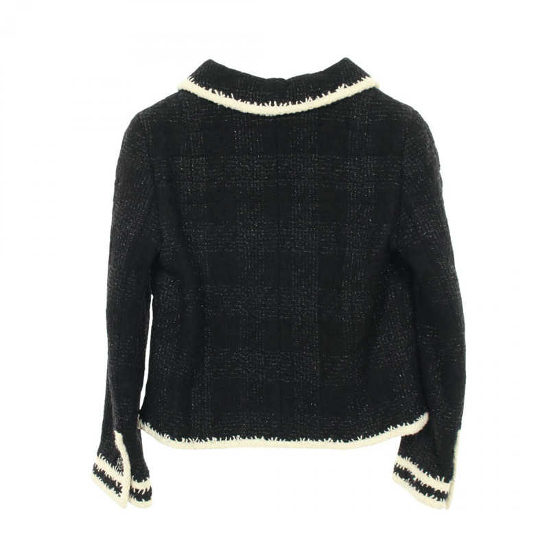 香奈兒 COCO Mark Gripoa 紐帶 其他外套 羊毛絲綢 Moheya 黑色 米色 二手 女士-1