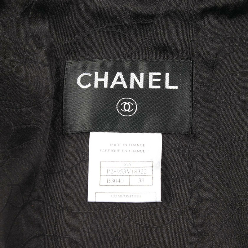 香奈兒 COCO Mark Gripoa 紐帶 其他外套 羊毛絲綢 Moheya 黑色 米色 二手 女士-2