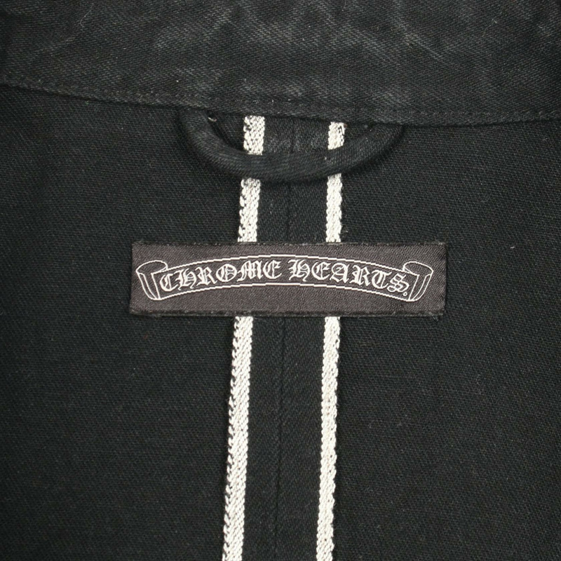 鉻心 (CHROME HEARTS) 臂章十字貼片球形紐扣牛仔襯衫,純棉黑色,二手男款-2
