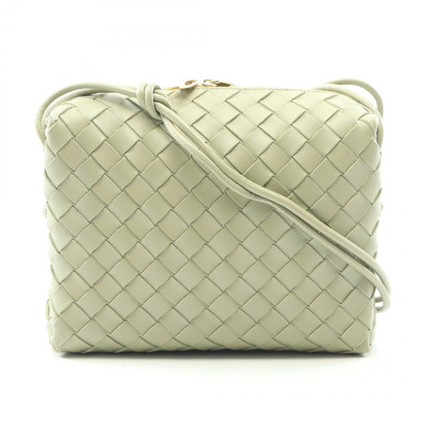 BOTTEGA VENETA Intrecciato 小型相機單肩包 723548 皮革 綠色 二手