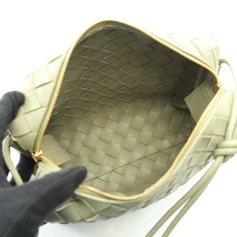 BOTTEGA VENETA Intrecciato 小型相機單肩包 723548 皮革 綠色 二手-2