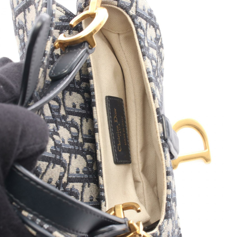 Christian Dior SADDLE Oblique 斜背肩包，帆布皮革，海軍藍-2