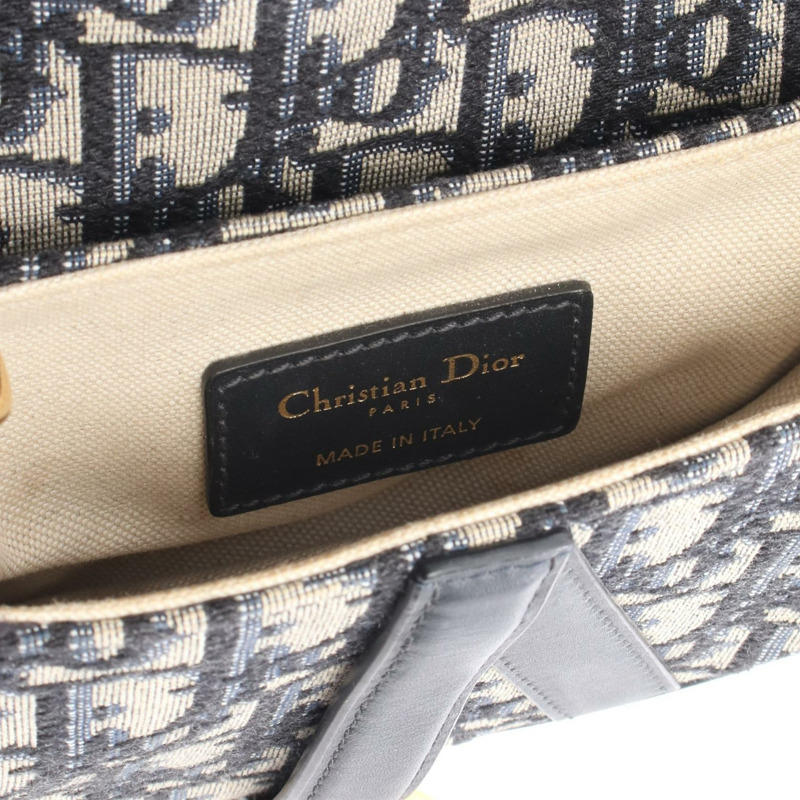 Christian Dior SADDLE Oblique 斜背肩包，帆布皮革，海軍藍-3
