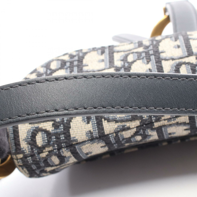 Christian Dior SADDLE Oblique 斜背肩包，帆布皮革，海軍藍-4