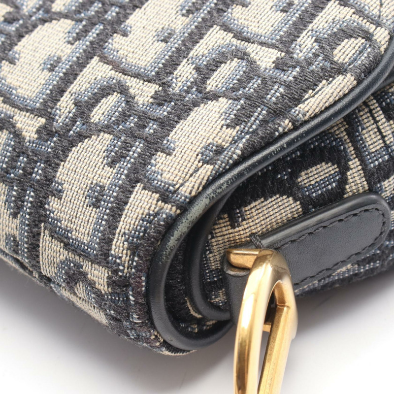 Christian Dior SADDLE Oblique 斜背肩包，帆布皮革，海軍藍-5