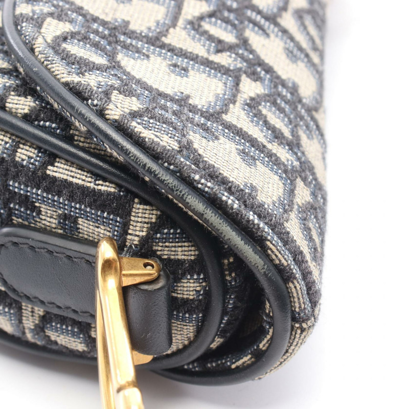 Christian Dior SADDLE Oblique 斜背肩包，帆布皮革，海軍藍-6