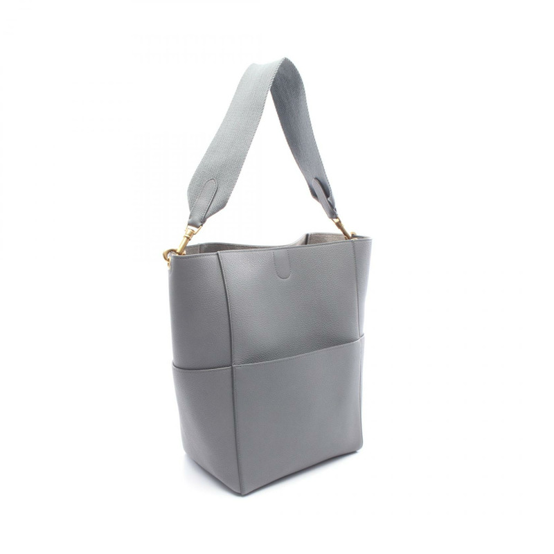 CELINE Sangle 水桶小號肩背包，灰色皮革，二手女款-1