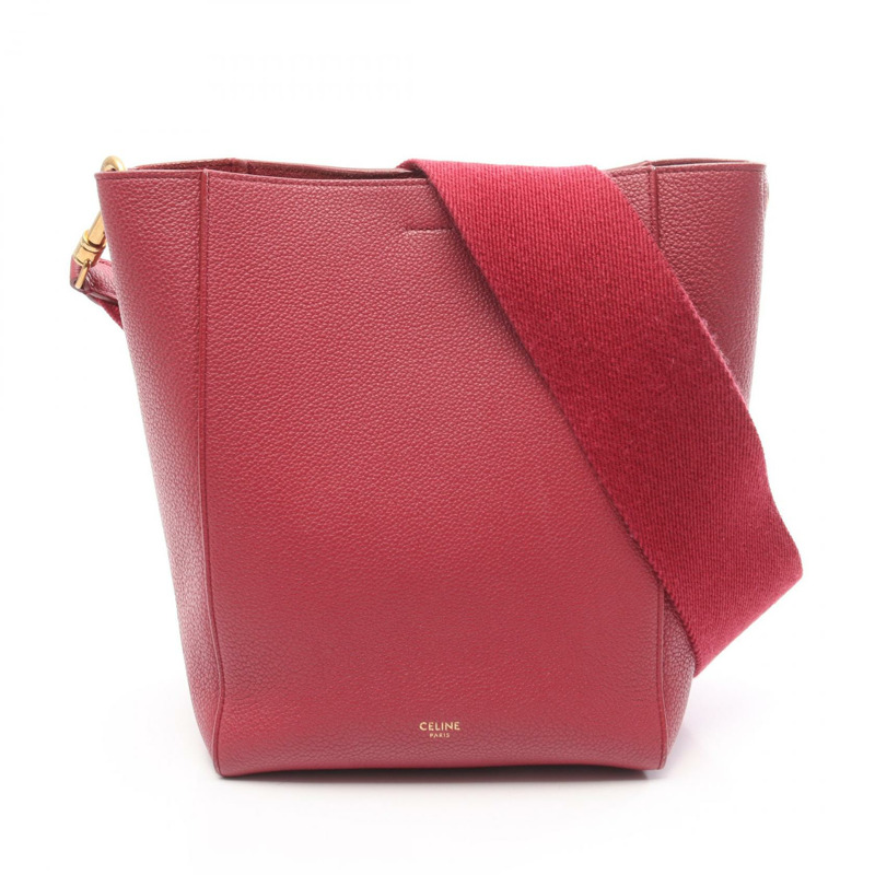CELINE Sangle 水桶小號肩手提包 皮革 粉紅色 二手 女士-0