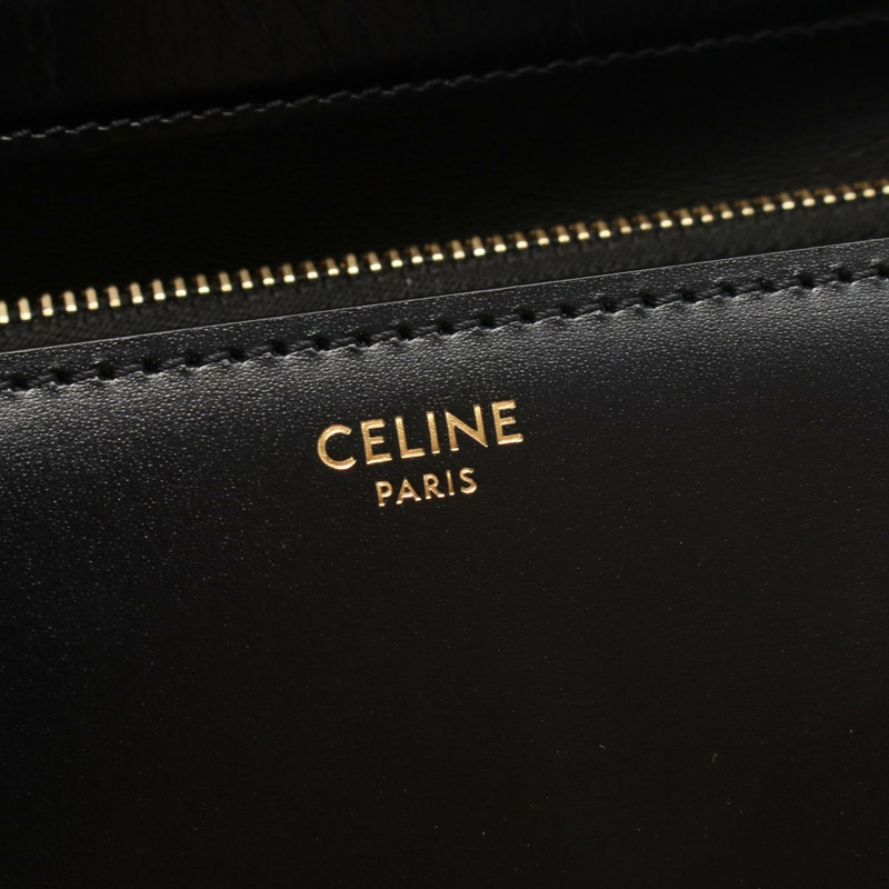 CELINE 經典 Box 中型單肩包 164173DLS 黑色皮革 二手 女士-3