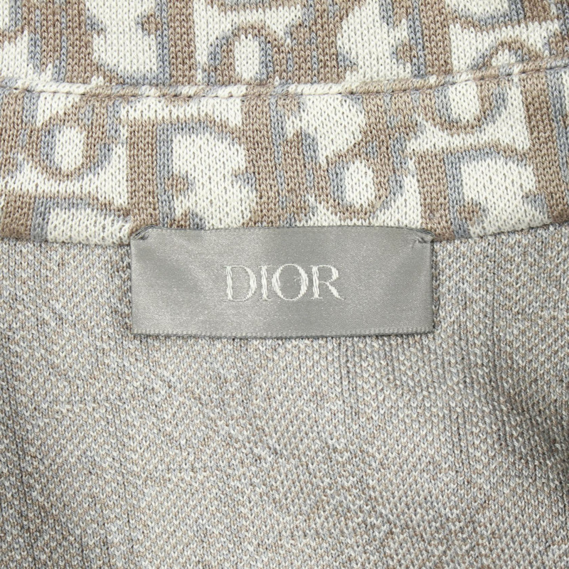 Christian Dior Oblique針織襯衫,純棉,白色/棕色,S碼,二手男款-2