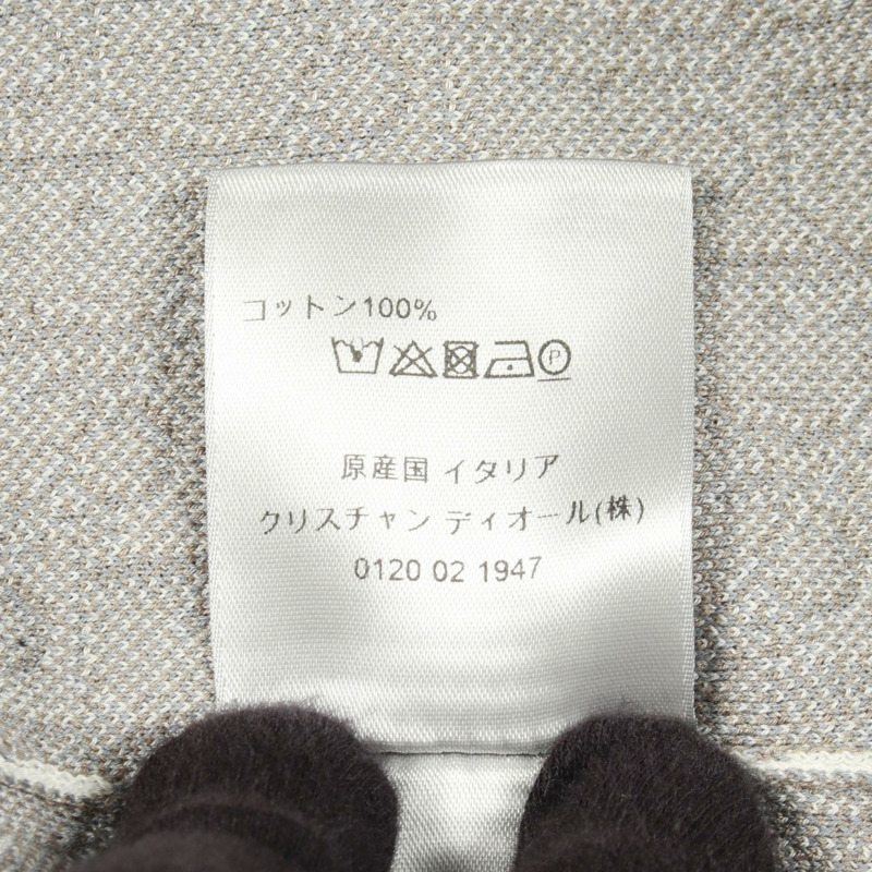 Christian Dior Oblique針織襯衫,純棉,白色/棕色,S碼,二手男款-3