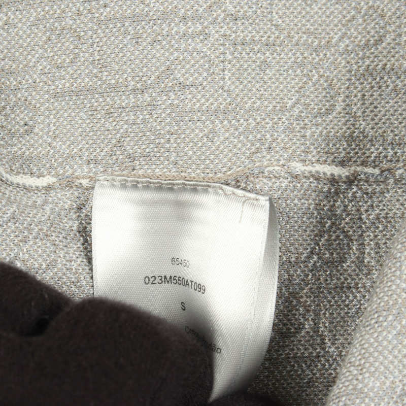 Christian Dior Oblique針織襯衫,純棉,白色/棕色,S碼,二手男款-4