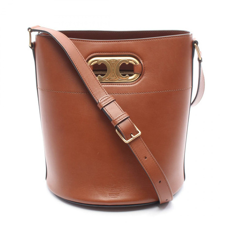 CELINE Maillon Triomphe 水桶肩背包 193043CKA 皮革 棕色 二手 女士