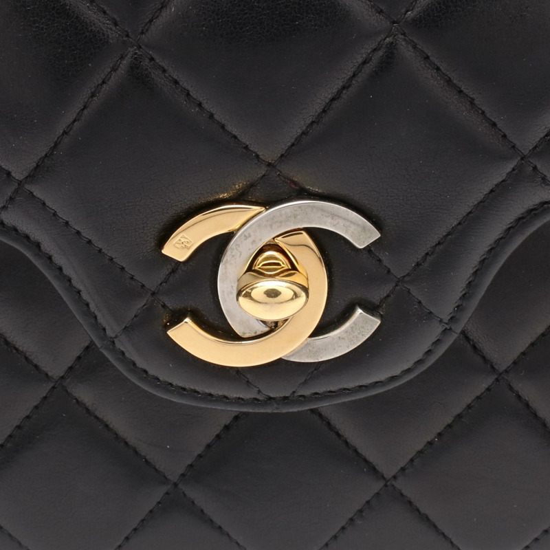 香奈兒 (CHANEL) Matelasse Paris 限量版 W 翻蓋鏈條肩背包 A03570 羊皮 BK 二手-8