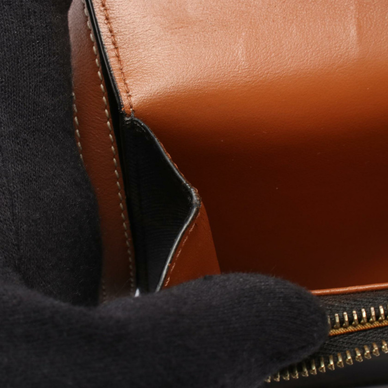 CELINE 棕褐色 Triomphe 肩斜背包 10D852CG9 帆布皮革 黑色棕色-5