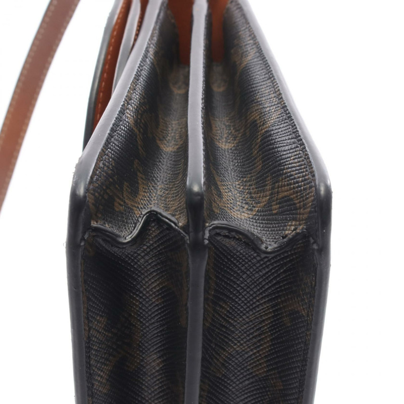 CELINE 棕褐色 Triomphe 肩斜背包 10D852CG9 帆布皮革 黑色棕色-9