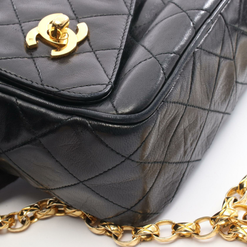 香奈兒 (CHANEL) Matelasse 鏈條斜挎包，流蘇羊皮，黑色，二手，金色五金-6