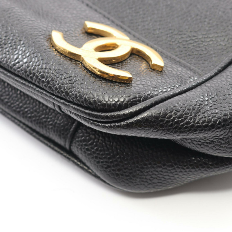 香奈兒三重COCO標誌鏈單背包 A03675 黑色皮革 二手 金色五金 CC-5