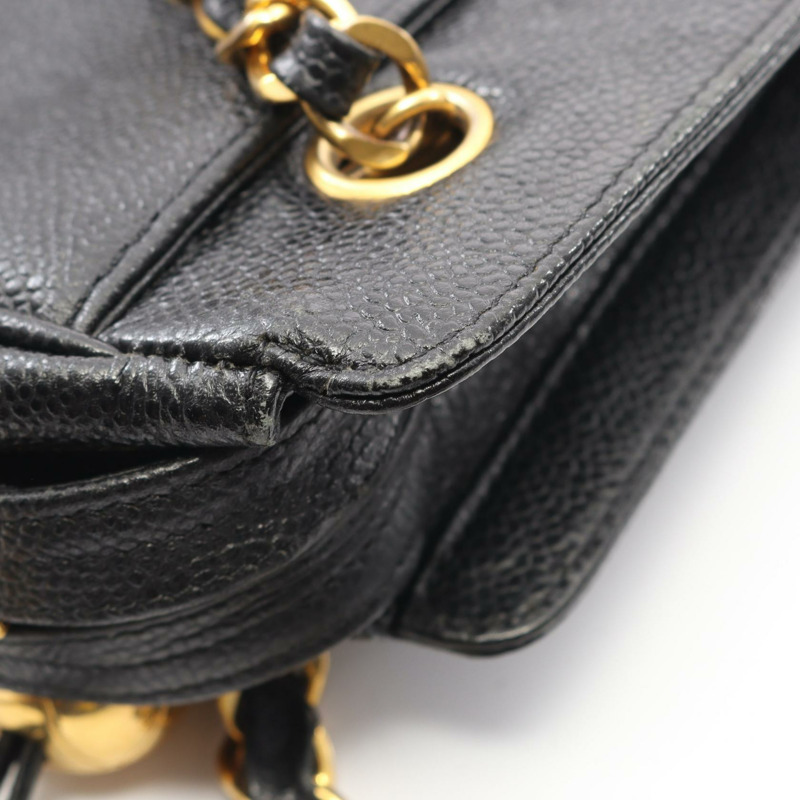 香奈兒三重COCO標誌鏈單背包 A03675 黑色皮革 二手 金色五金 CC-7