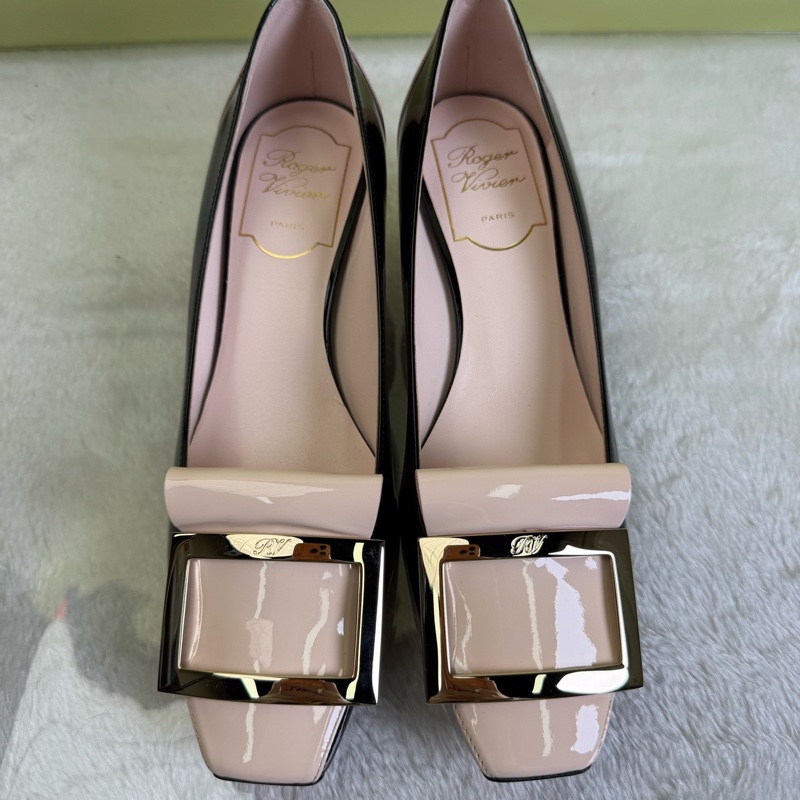 Roger Vivier羅傑維維亞 拼色方扣高跟鞋單鞋 35.5碼 跟高4.5㎝-0