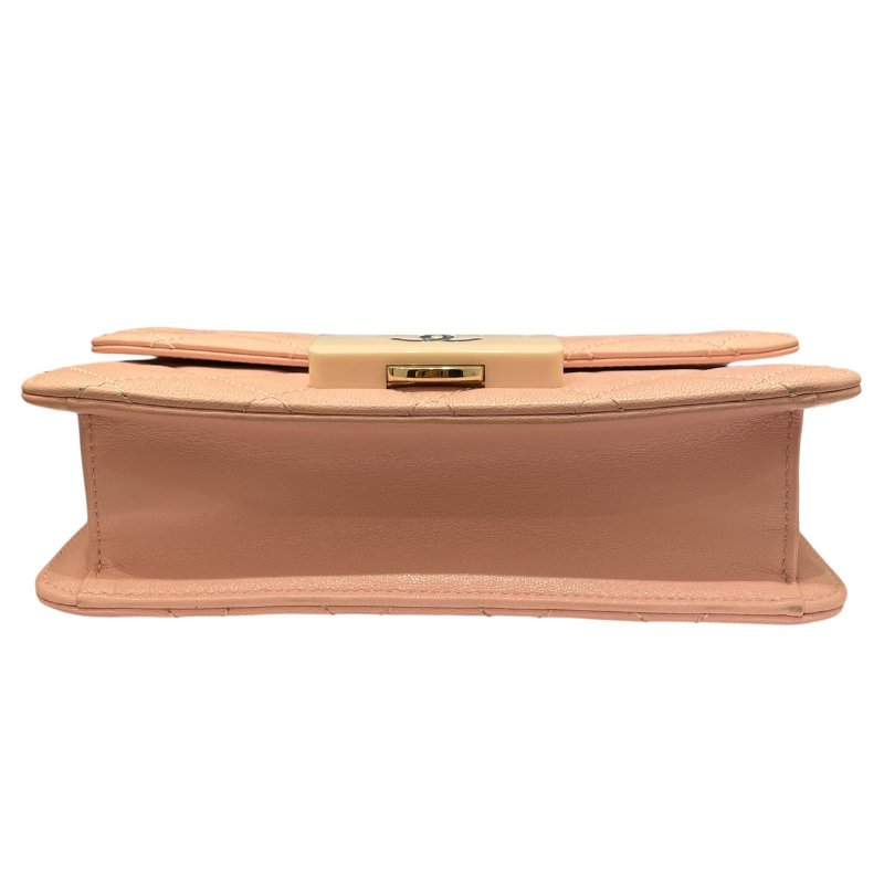 CHANEL 香奈兒 A93221 BEAUTY LOCK 側背包 皮革 粉色 金釦-4