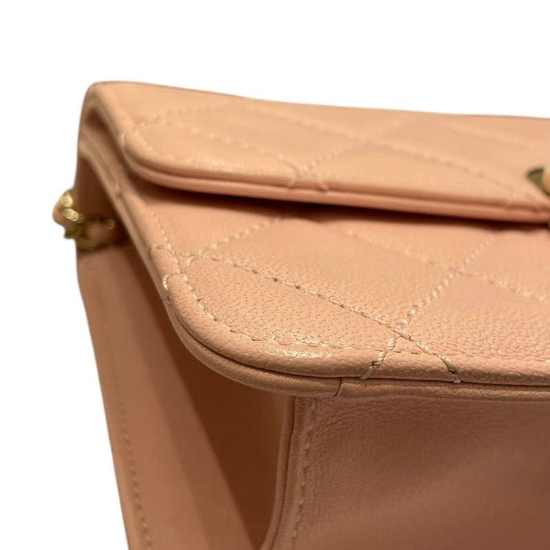 CHANEL 香奈兒 A93221 BEAUTY LOCK 側背包 皮革 粉色 金釦-5