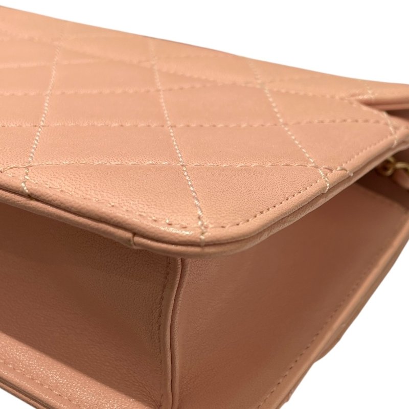 CHANEL 香奈兒 A93221 BEAUTY LOCK 側背包 皮革 粉色 金釦-8