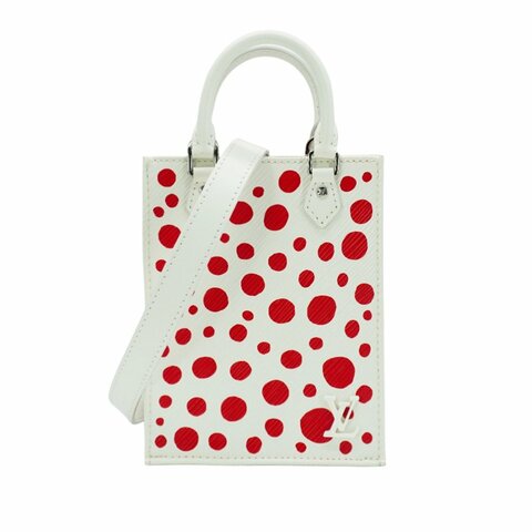 Louis Vuitton x YK 草間彌生 展示品 EPI皮革斜背手機包(M81986-白紅)