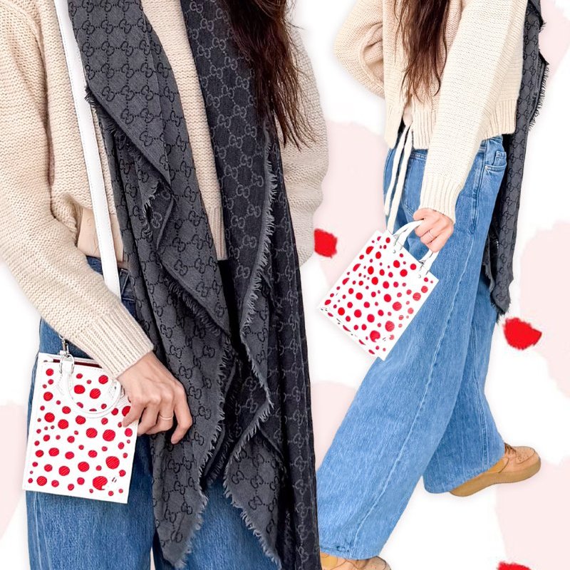 Louis Vuitton x YK 草間彌生 展示品 EPI皮革斜背手機包(M81986-白紅)-7