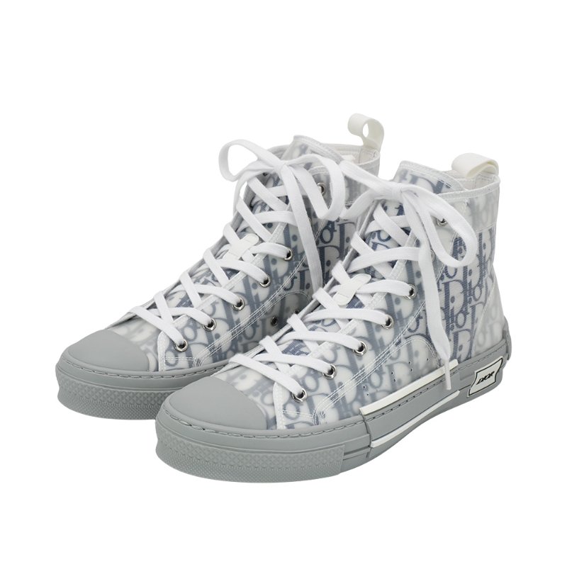 Dior Oblique緹花帆布高筒休閒鞋#42(白/灰)-0