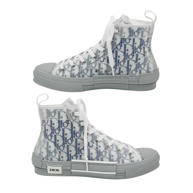 Dior Oblique緹花帆布高筒休閒鞋#42(白/灰)-2