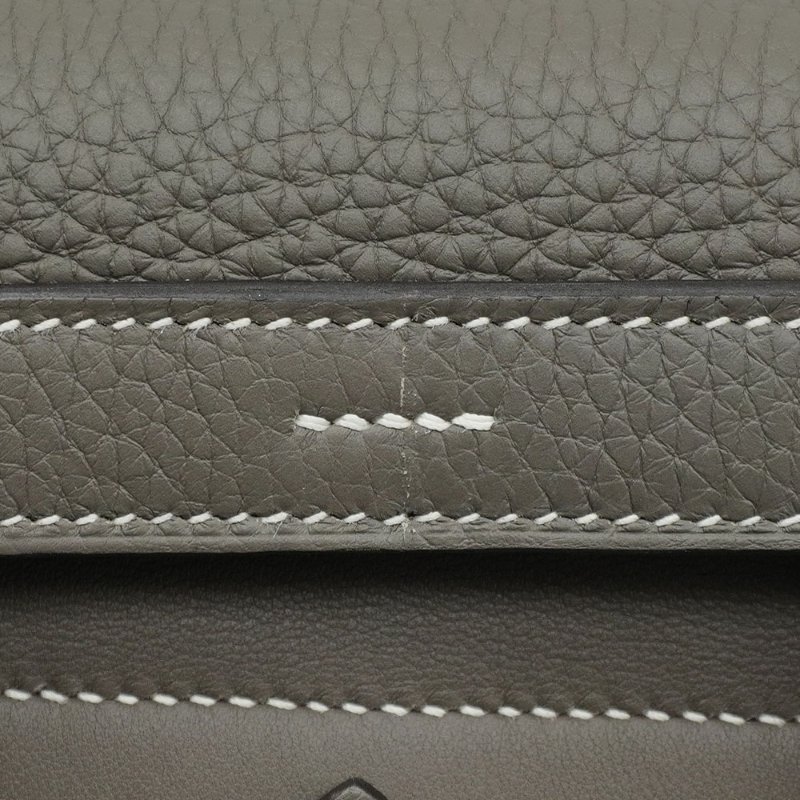 Hermes 展示品 Halzan 31 牛皮手提/斜背兩用包(AG灰/金釦)-6