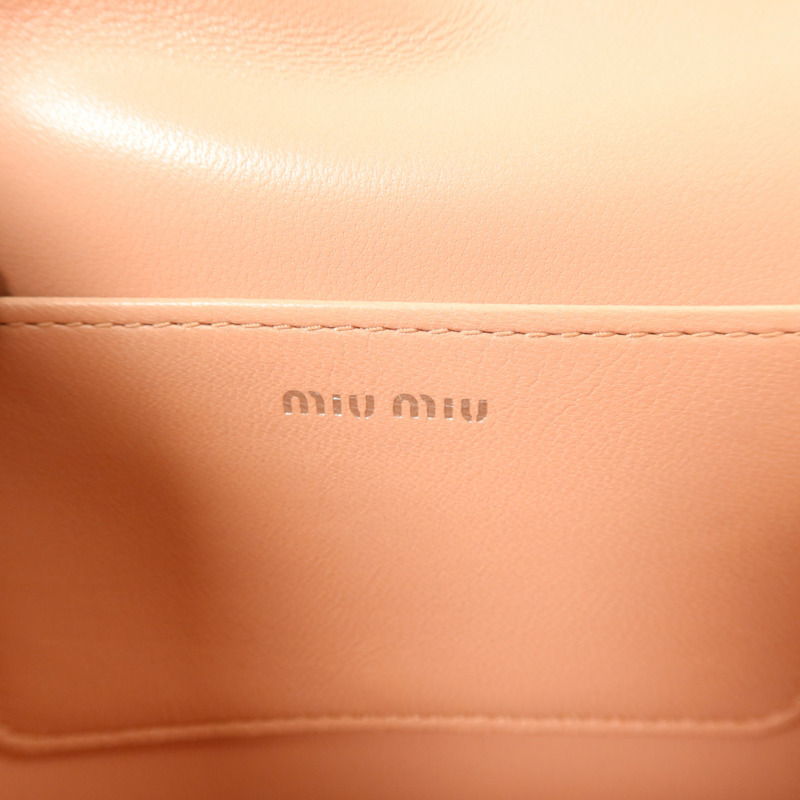 Miu Miu 羊皮皮革Mateiasse Delice銀扣鏈帶肩背袋-6