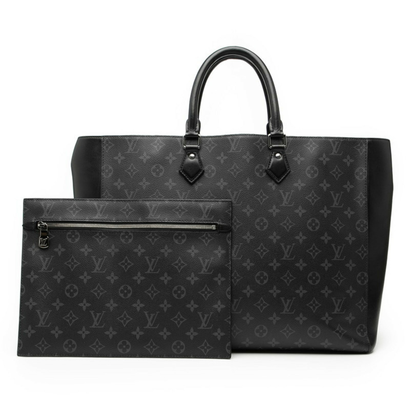 路易威登 Monogram Eclipse Grand Sac 手提包 M44733 灰色/黑色皮革 男士 LOUIS VUITTON-5
