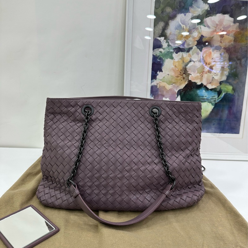 BV香芋紫色編製鏈條托特 有鏡子 99新-0