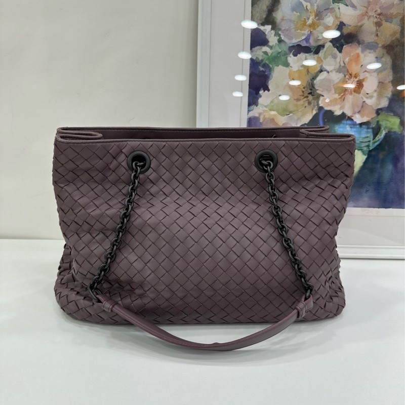 BV香芋紫色編製鏈條托特 有鏡子 99新-2