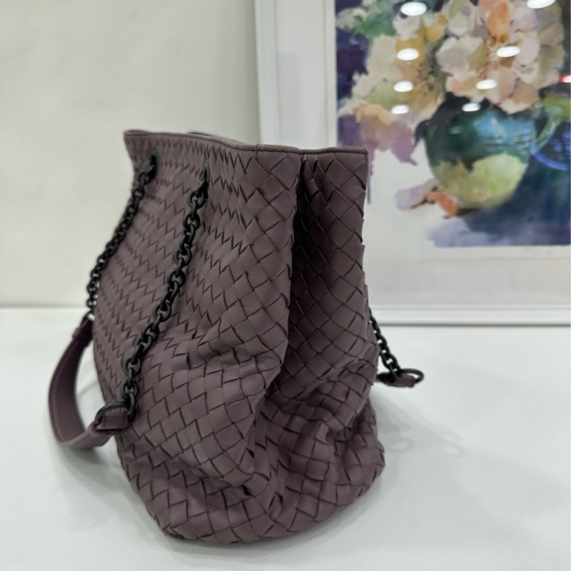 BV香芋紫色編製鏈條托特 有鏡子 99新-4