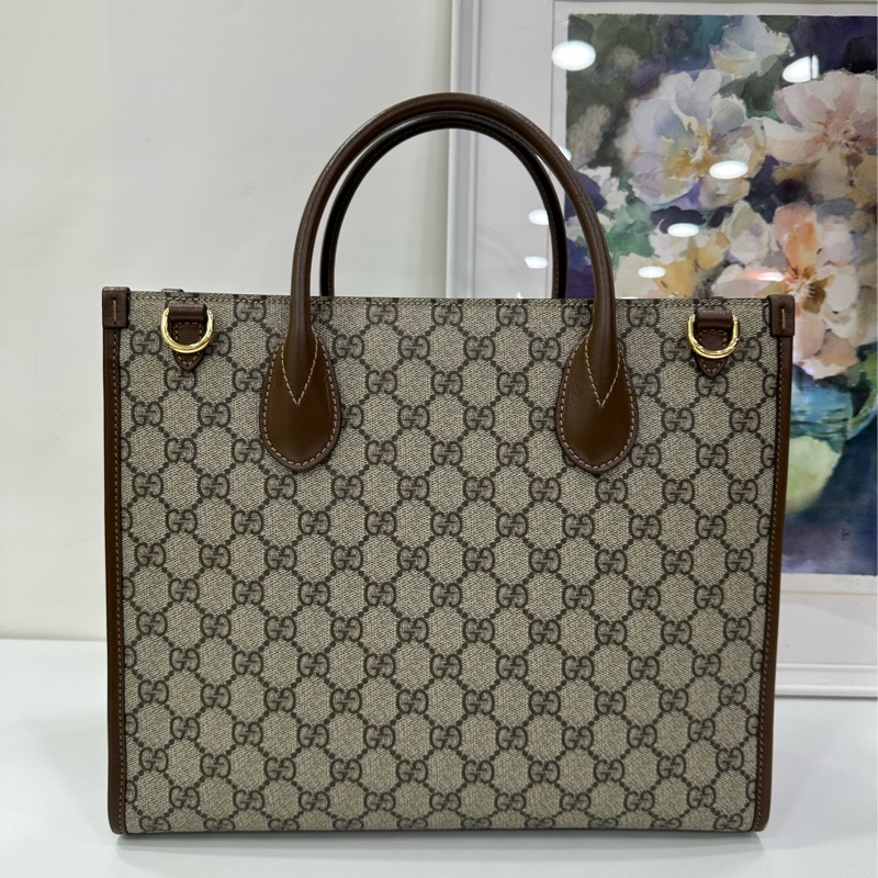 Gucci古馳 Retro棕色老花托特包黑標039 閒置未使用品 有購證-2