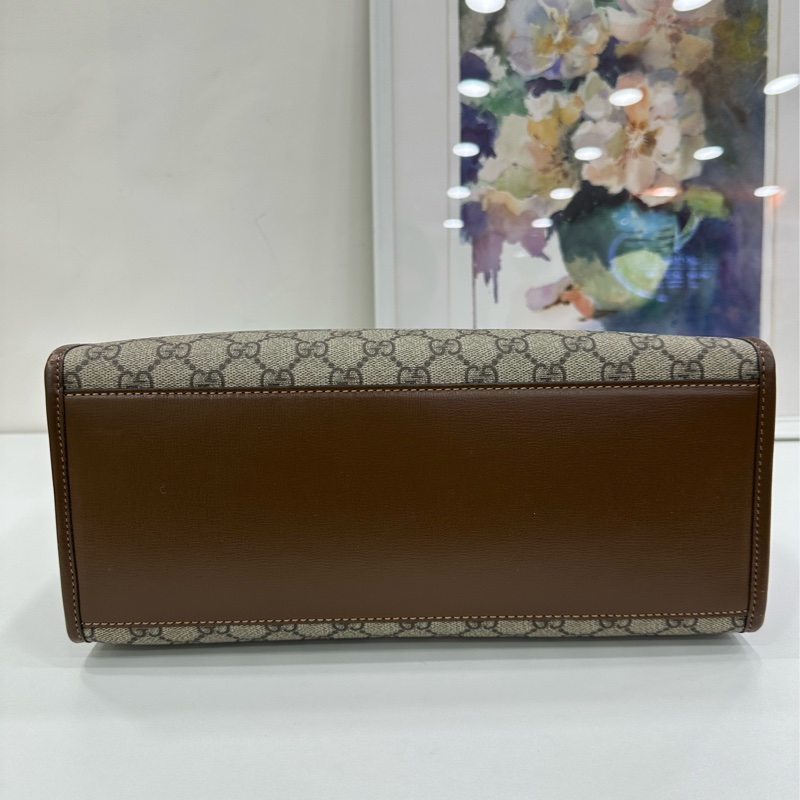 Gucci古馳 Retro棕色老花托特包黑標039 閒置未使用品 有購證-6