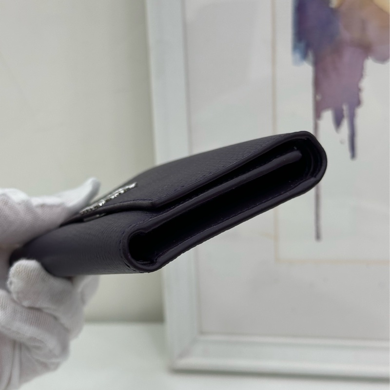 Loewe 羅意威 紫色三折短版皮夾 全新有購證-4