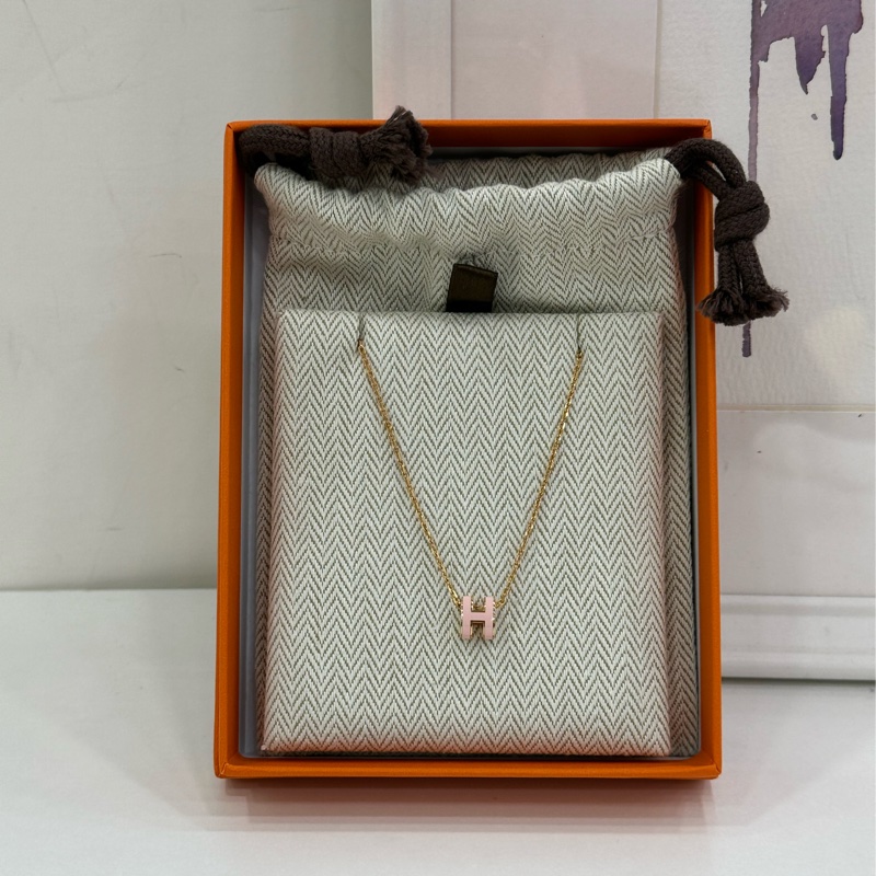 Hermes愛馬仕 H項鍊mini POPH系列 粉紅玫瑰金 閒置-0