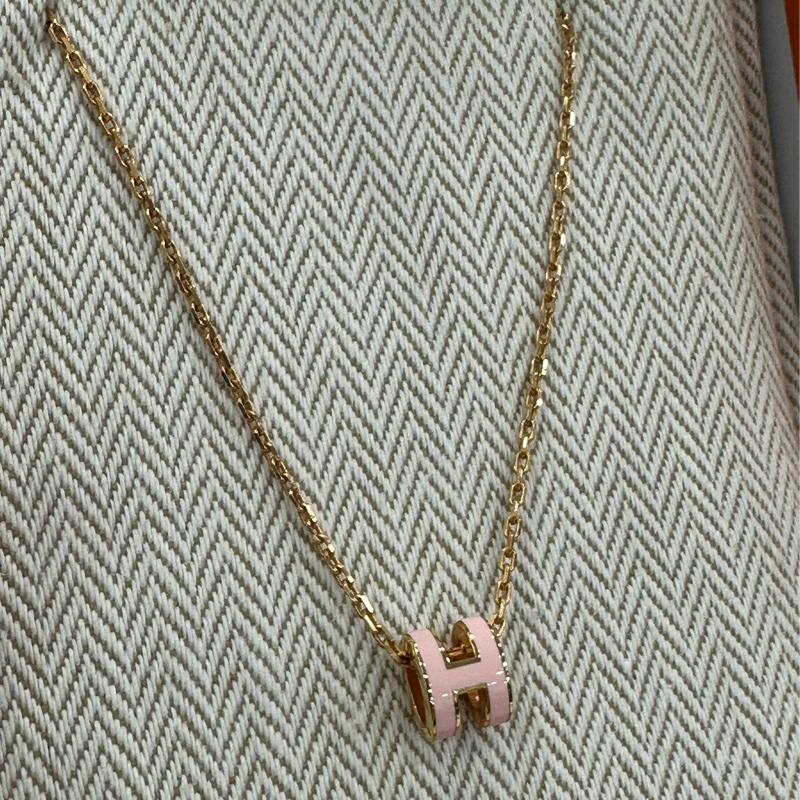 Hermes愛馬仕 H項鍊mini POPH系列 粉紅玫瑰金 閒置-1