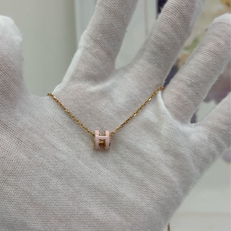 Hermes愛馬仕 H項鍊mini POPH系列 粉紅玫瑰金 閒置-3