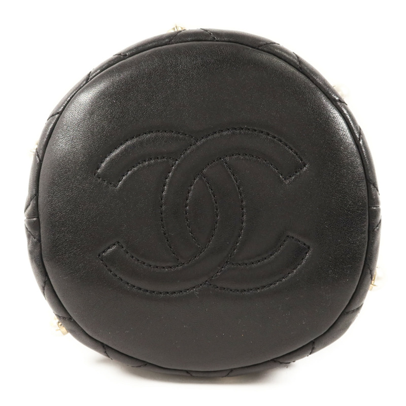 CHANEL 羊皮皮革/珍珠Pearl Bucket Bag金扣鏈帶肩背袋-3
