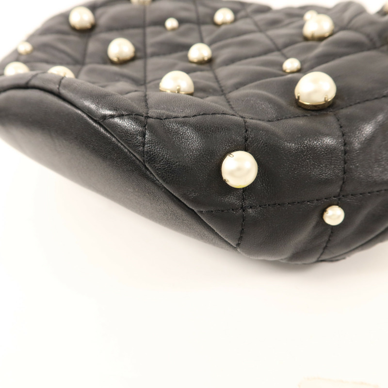 CHANEL 羊皮皮革/珍珠Pearl Bucket Bag金扣鏈帶肩背袋-13