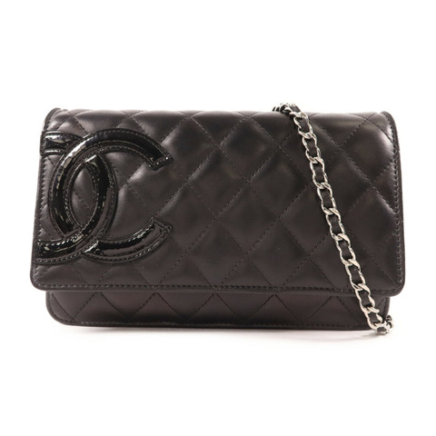 CHANEL 牛皮皮革Cambon Wallet On Chain銀扣鏈帶肩背袋