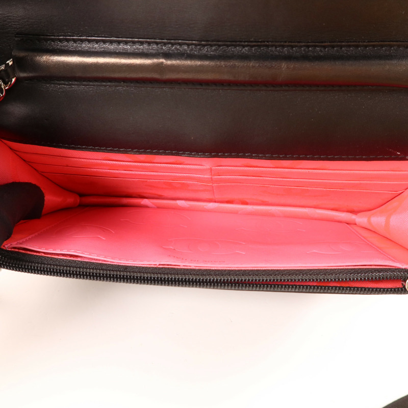 CHANEL 牛皮皮革Cambon Wallet On Chain銀扣鏈帶肩背袋-6